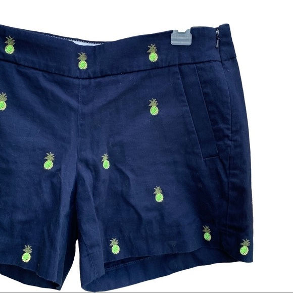 J.Crew Women's Size 6 Chino Shorts Navy Blue, Pineapple Embroidery G2319 - Picture 3 of 5